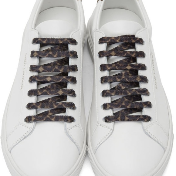 SOLD Saint Laurent White Leather Leopard Pony Hair - Picture 6 of 7